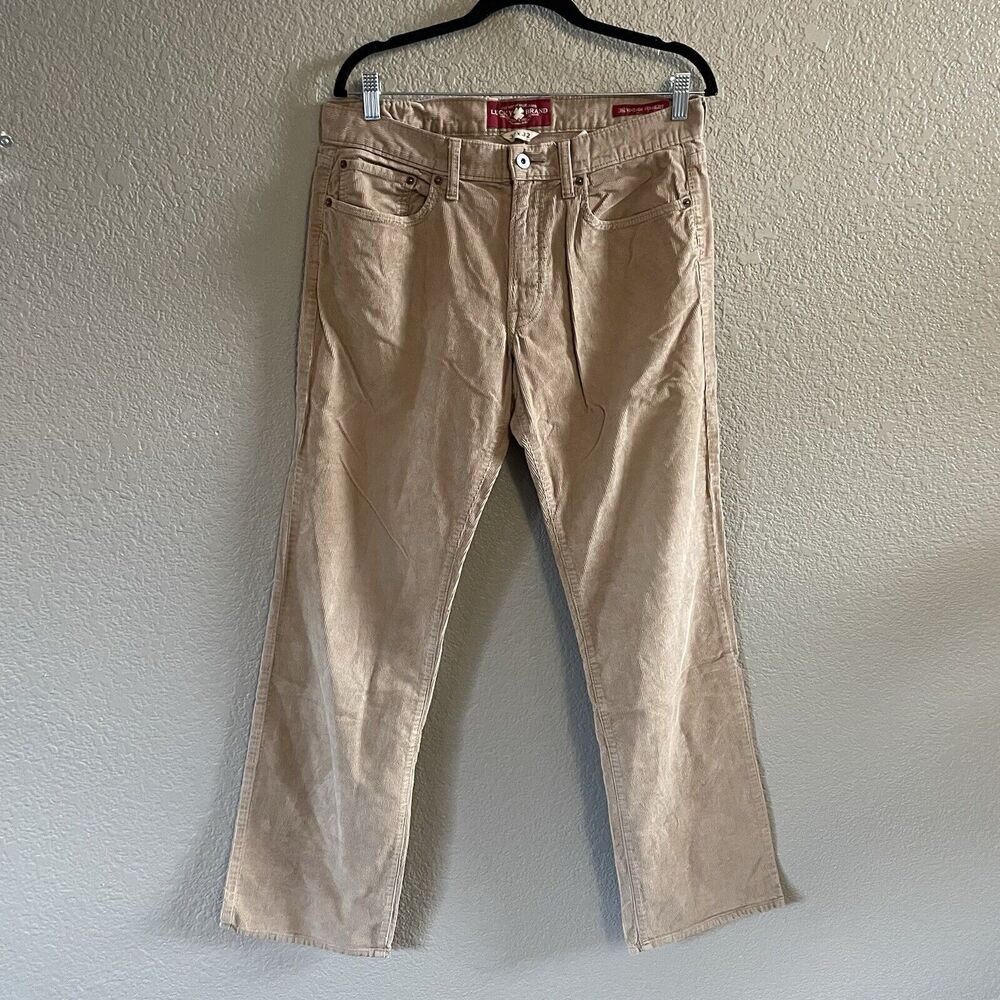Lucky Brand Pants 361 Vintage Straight Corduroy Mens 34x32 Tan Khaki Skater